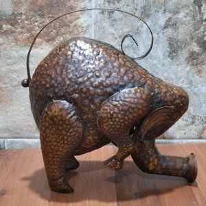 Vintage Metal Elephant Hammered Copper Water Can